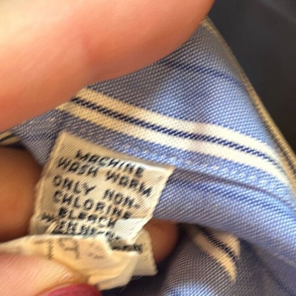 Ralph Lauren Dress Shirt Yarmouth Pinpoint Oxford Blue Striped Mens Sz 17 32/33 - Picture 6 of 7